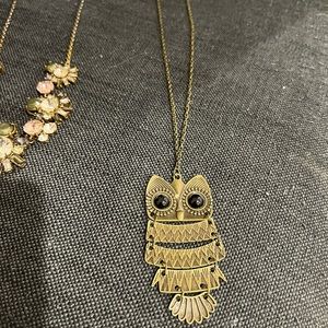 Gypsy Style Owl Sweater Long Necklace